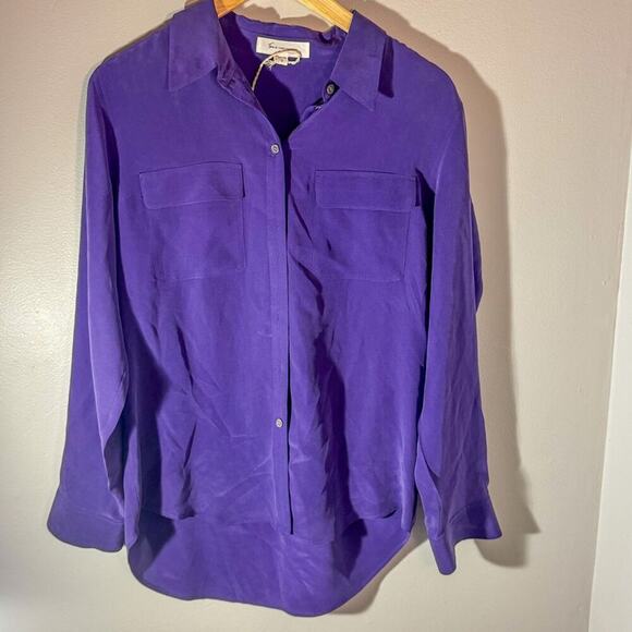 Two by Vince Camuto 100% Silk Button-Up Shirt in Purple - Picture 1 of 6
